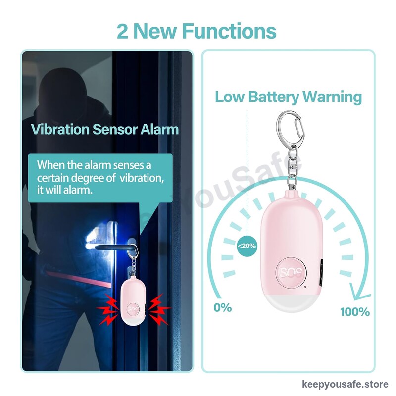 KeepYouSafe 130dB Rechargeable Personal Alarm with LED — KeepYouSafe