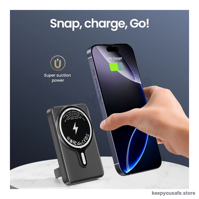 KeepYouSafe Magnetic Wireless Power Bank 5000mAh